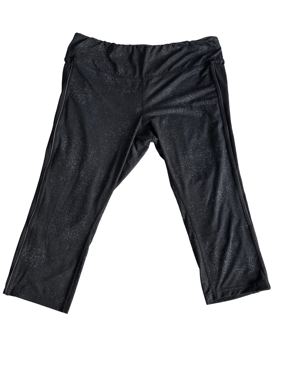 BROOKS Women’s Greenlight Capri Black Speckled Athletic Leggings Side Pocket XL